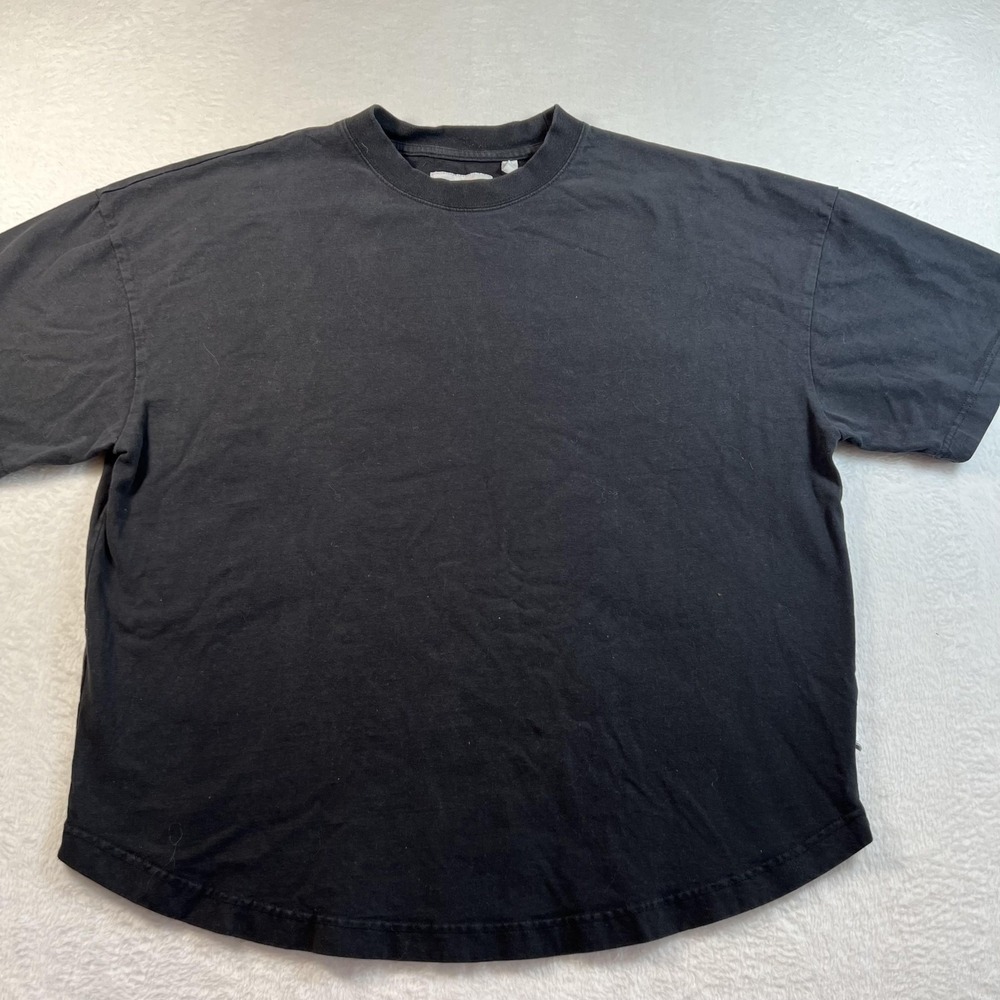 Standard Cloth Shirt Mens Large Black Crewneck Solid Basic Cotton Tee Casual